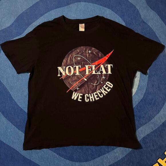 NASA Other - “Not Flat. We Checked.” NASA Parody Graphic Tee
